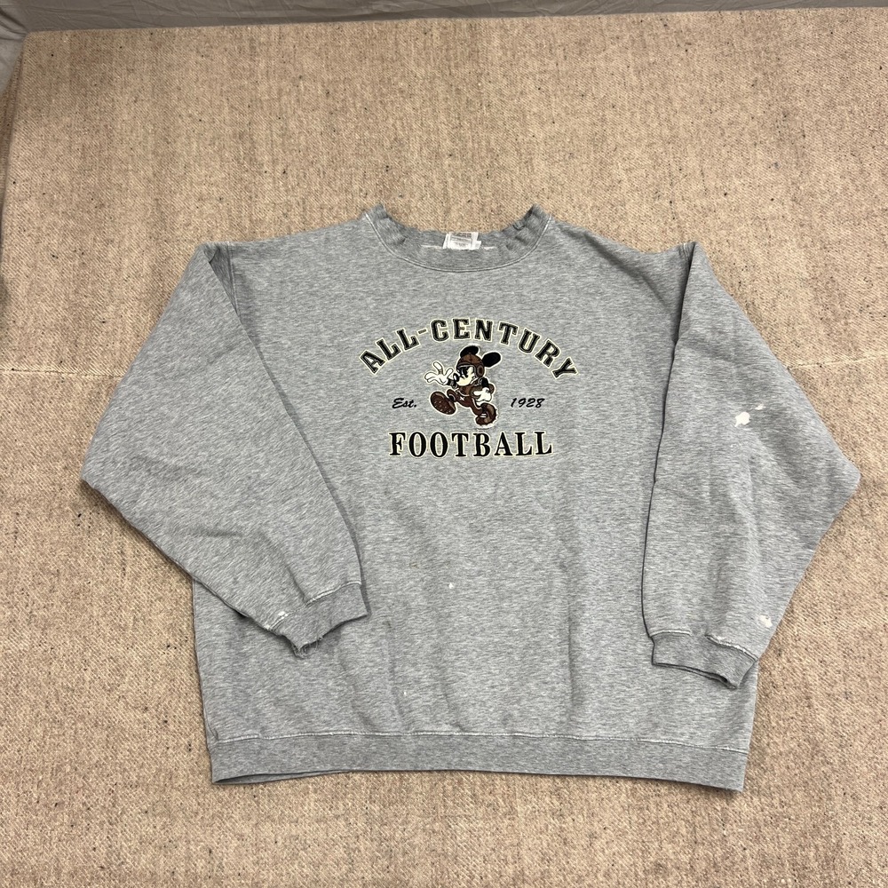 Vintage Mickey Mouse Sweatshirt Mens XL Gray 1990s Football Walt Disney